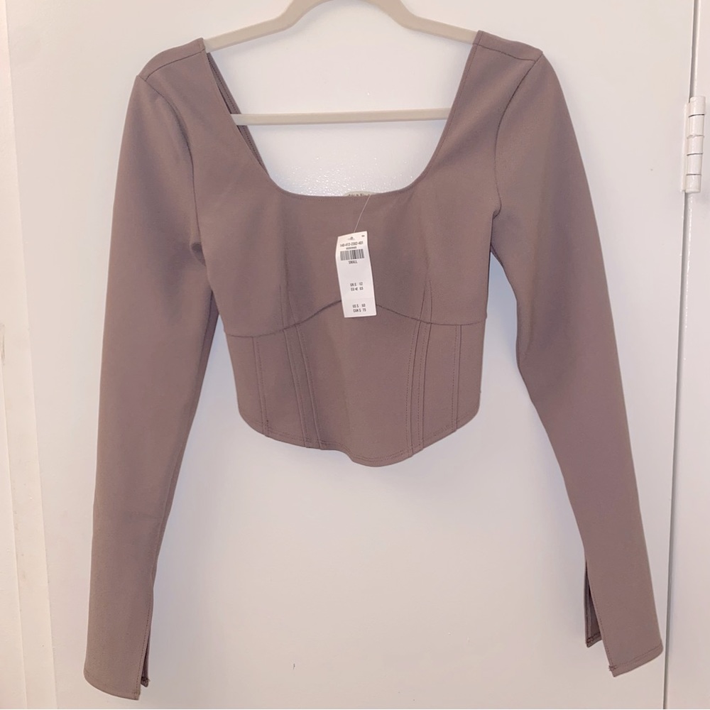 NEW Abercrombie & Fitch Long Sleeve Corset Scoop Neck Top